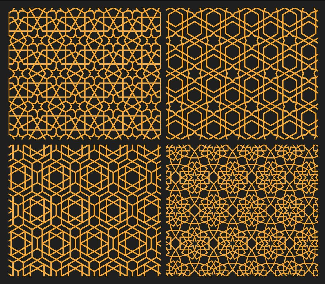 Mashrabiya Arabesque Arabic seamless patterns set vector