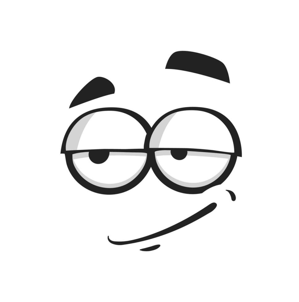 Cartoon face, smirk or simper emoji, character vector