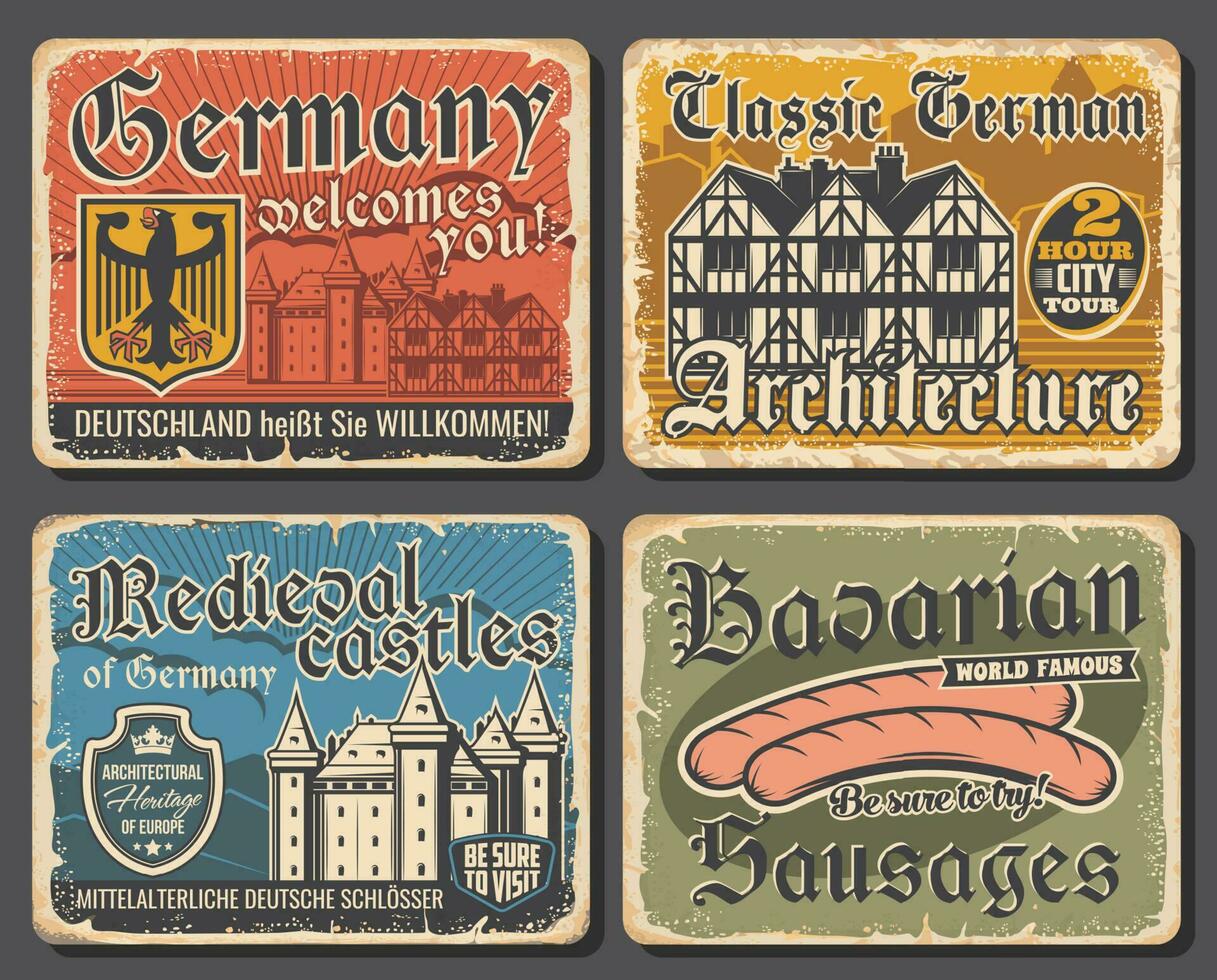 Germany travel scratched metal plates vector
