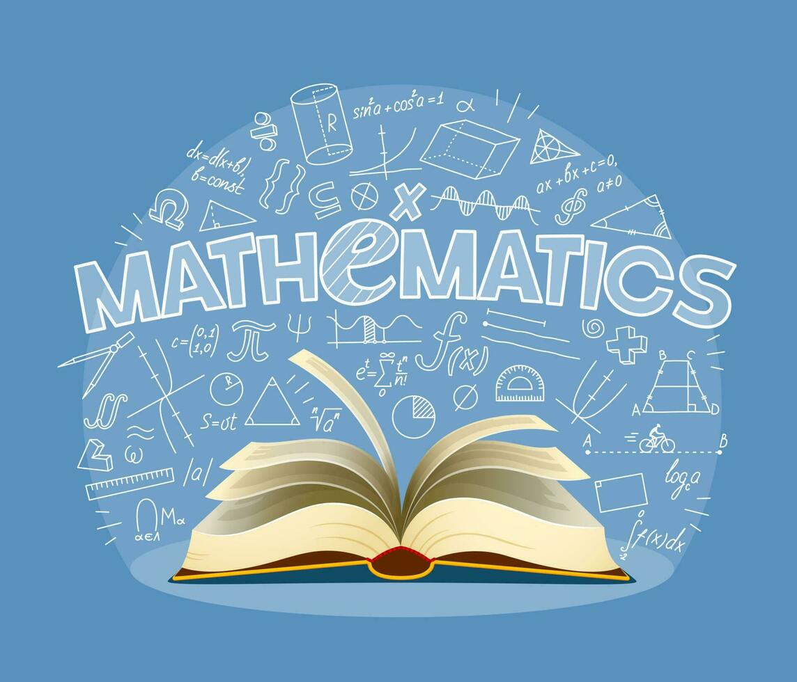 Mathematics textbook, school education background vector