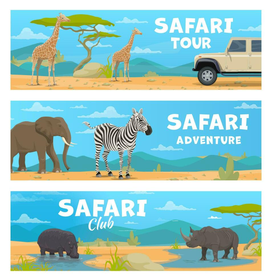 Animals safari hunting with Africa landscape vector