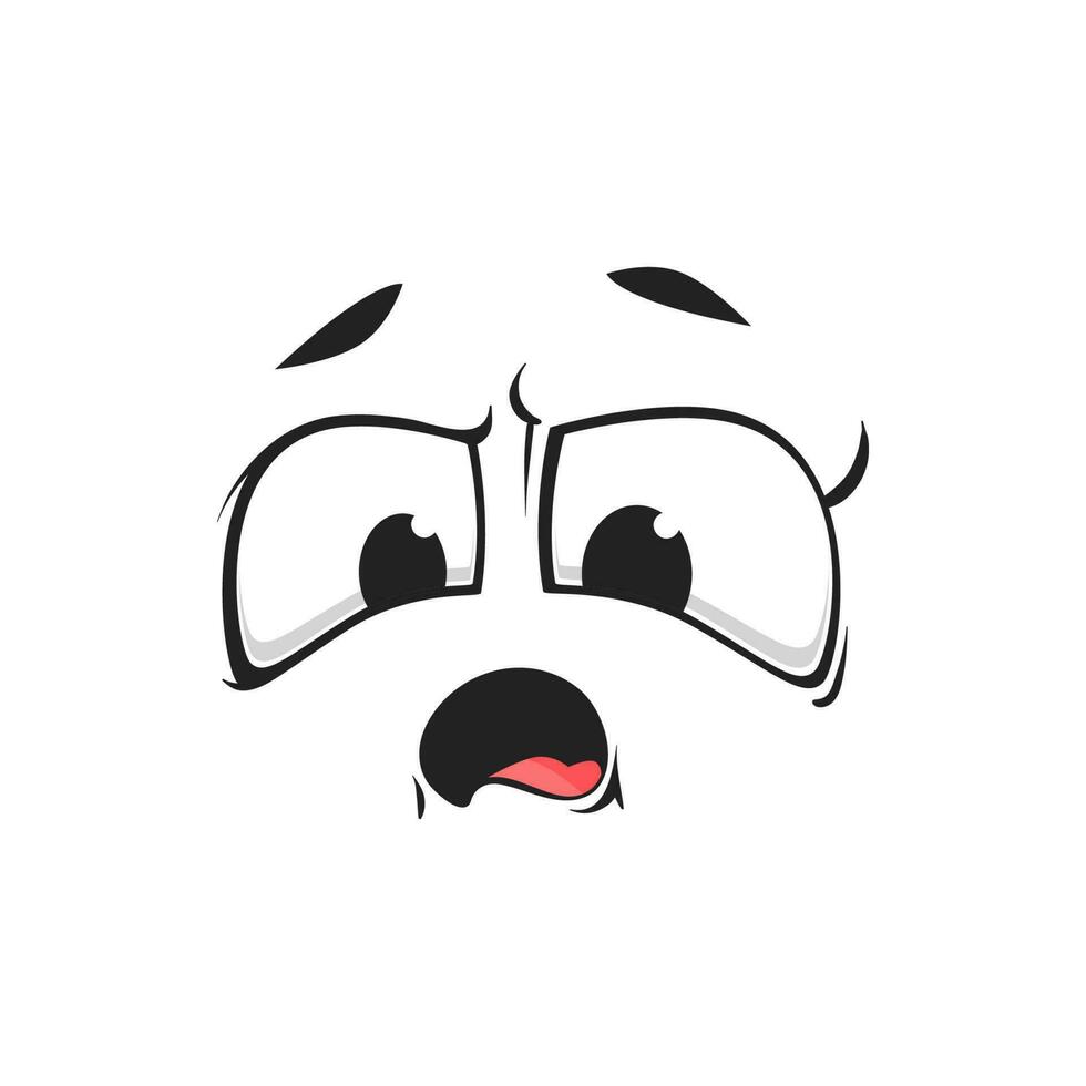 Cartoon grumble face, vector murmur or growl emoji