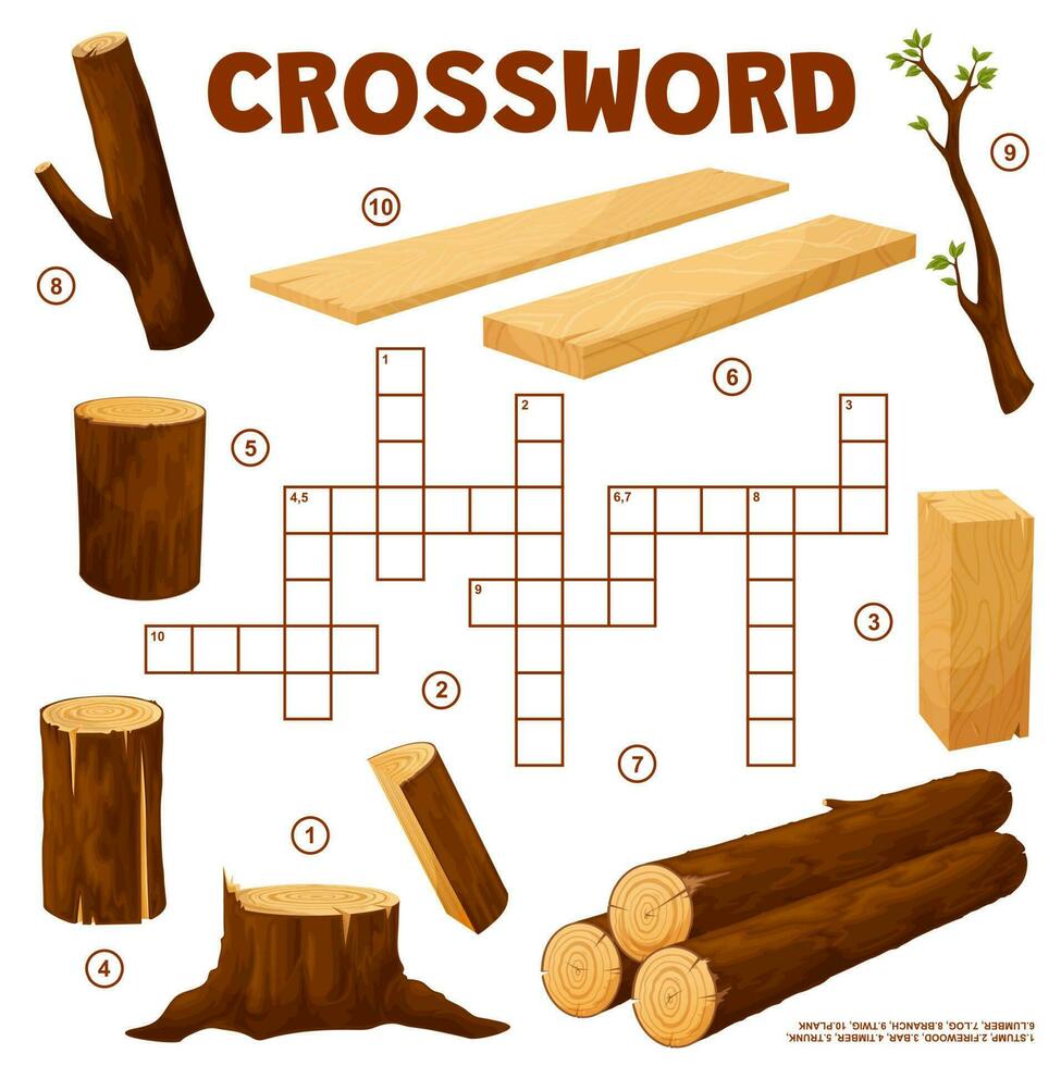 Timber and lumber crossword grid, find a word vector