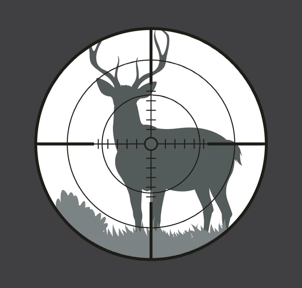 Deer target, hunting sport rifle scope with animal vector