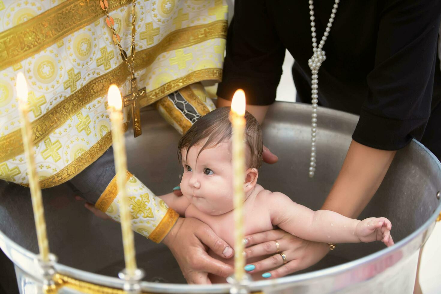 July 23, 2020, Belarus, the city of Gomil, a church in the city. Orthodox baptism of a child. photo