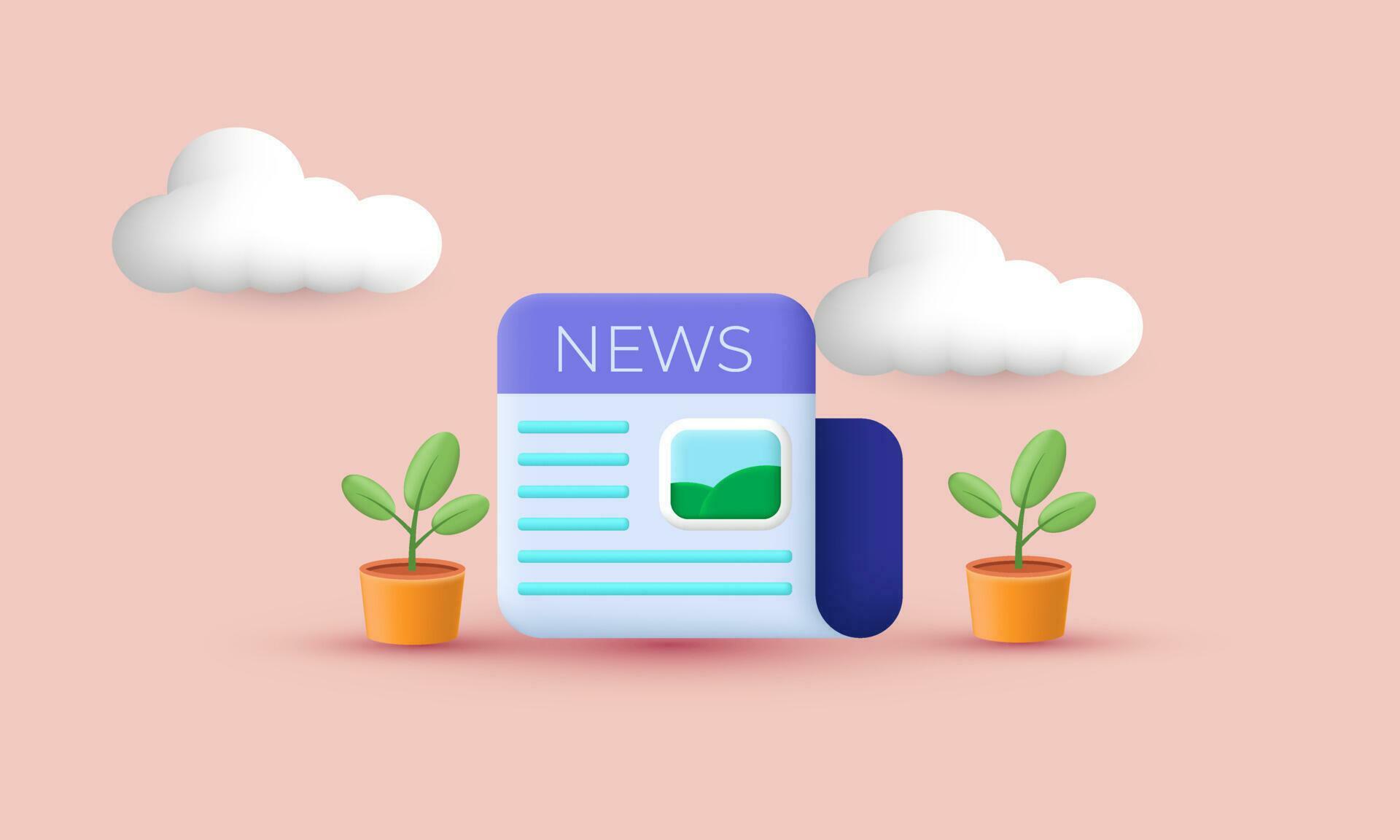 illustration creative vector 3d icon news update newspaper information