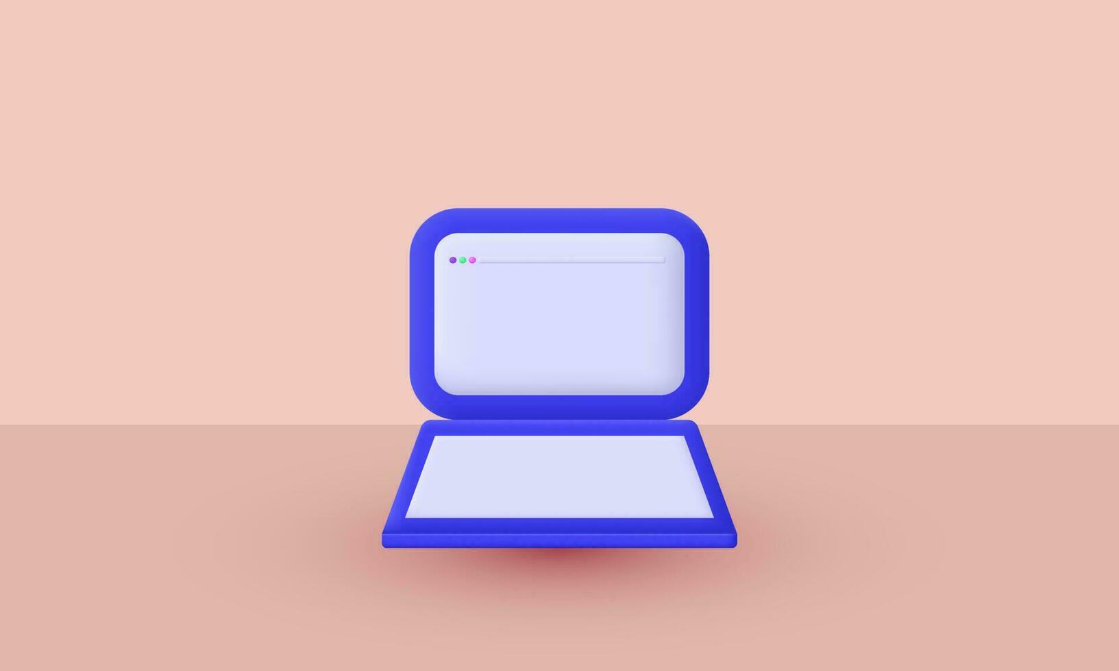 illustration creative 3d icon personal computer laptop screen concept symbols isolated on background vector