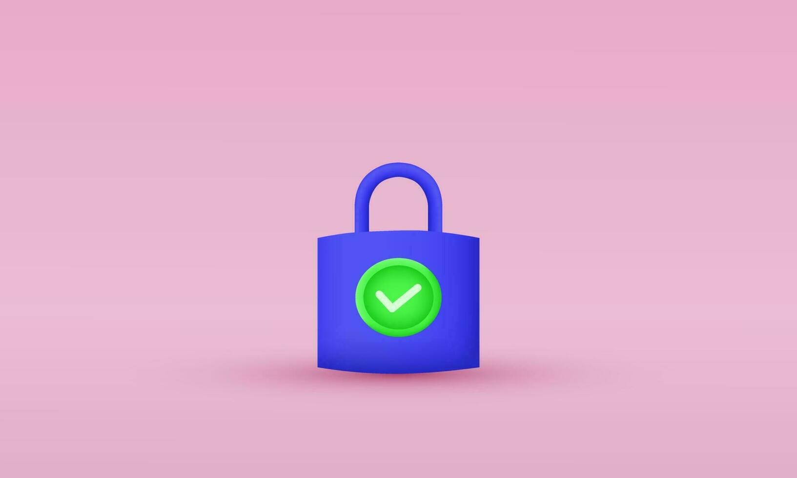 illustration creative 3d icon minimal lock check mark sign security concept symbols isolated on background vector