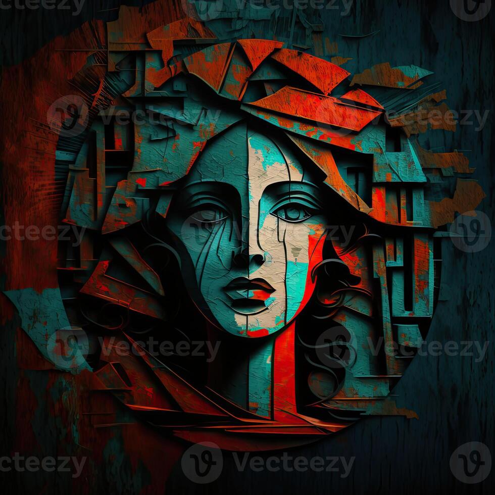 Abstract portrait of woman. Geometry shape. photo