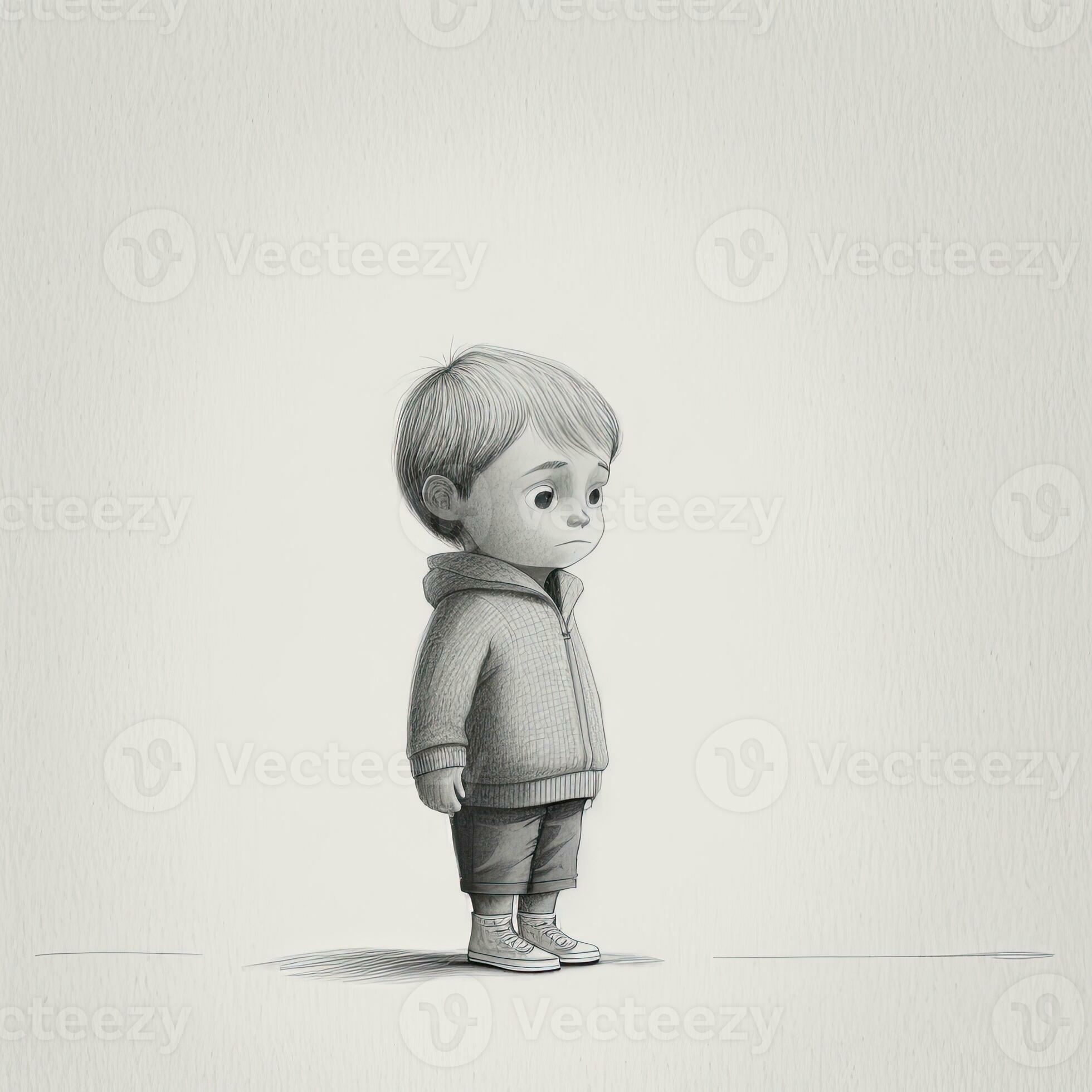 Academic figure drawing of kid boy. Hand-drawing in pencil. 24084153 Stock  Photo at Vecteezy
