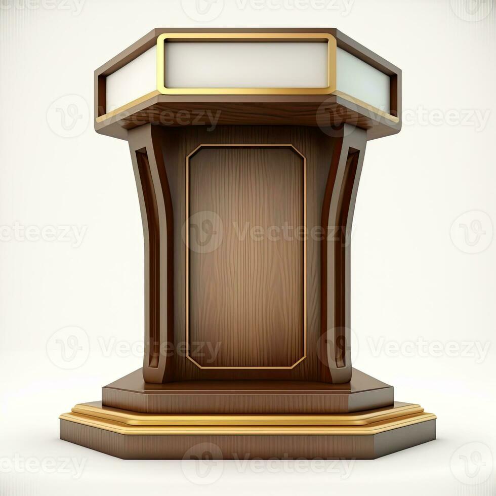 3D Rendering Abstract Wooden Platform Podium, Product Presentation Backdrop. AI-Generative, Digital Illustration. photo