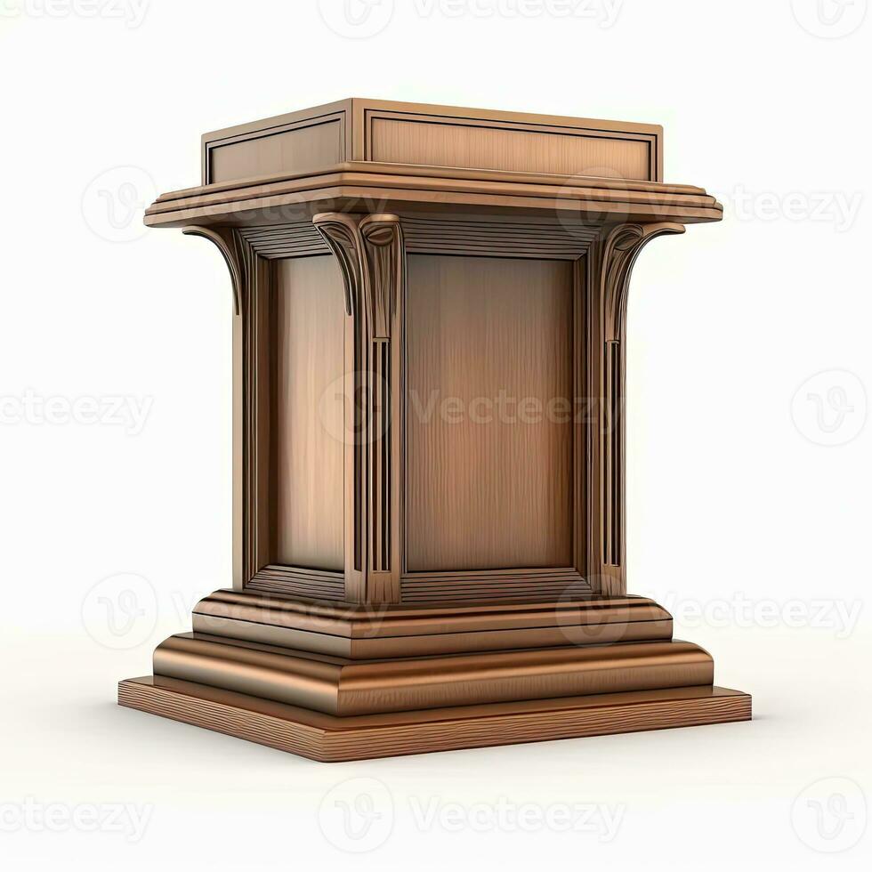 3D Rendering Abstract Wooden Platform Podium, Product Presentation Backdrop. AI-Generative, Digital Illustration. photo