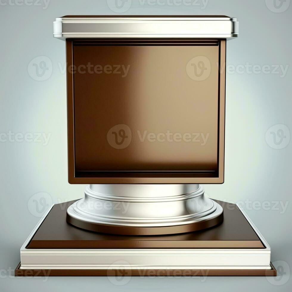 3D Rendering Abstract Wooden Platform Podium, Product Presentation Backdrop. AI-Generative, Digital Illustration. photo