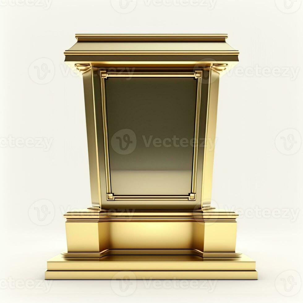 3D Rendering Abstract Wooden Platform Podium, Product Presentation Backdrop. AI-Generative, Digital Illustration. photo