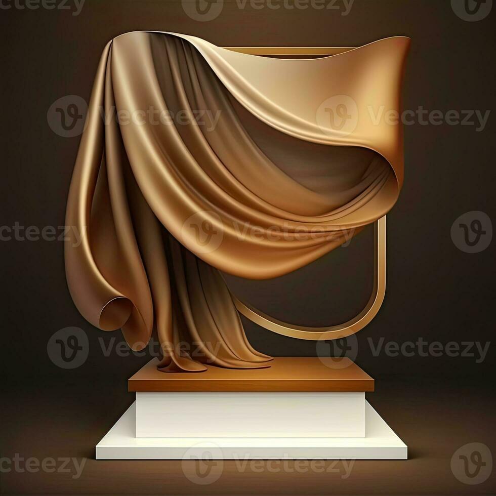 Abstract Stilllife Elegance, Podium Platform Product Showcase, with Curtain 3d Rendering. photo