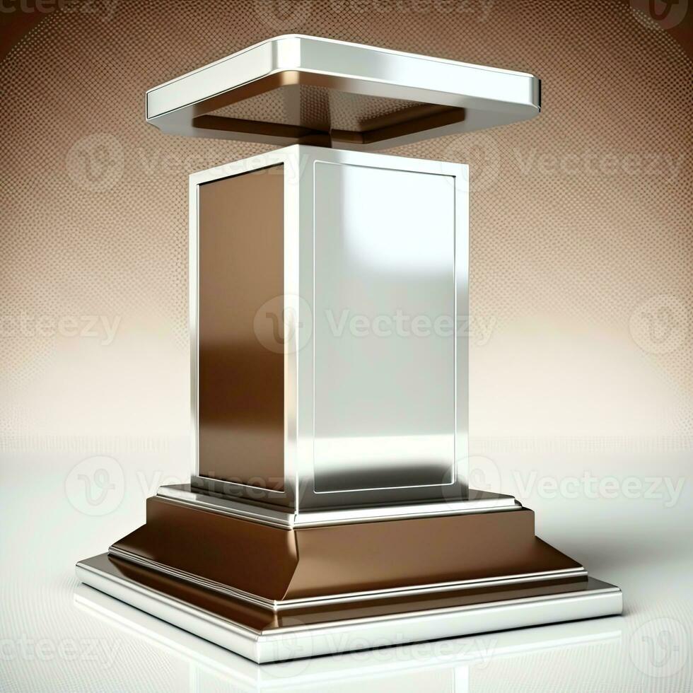 3D Rendering Abstract Wooden Platform Podium, Product Presentation Backdrop. AI-Generative, Digital Illustration. photo