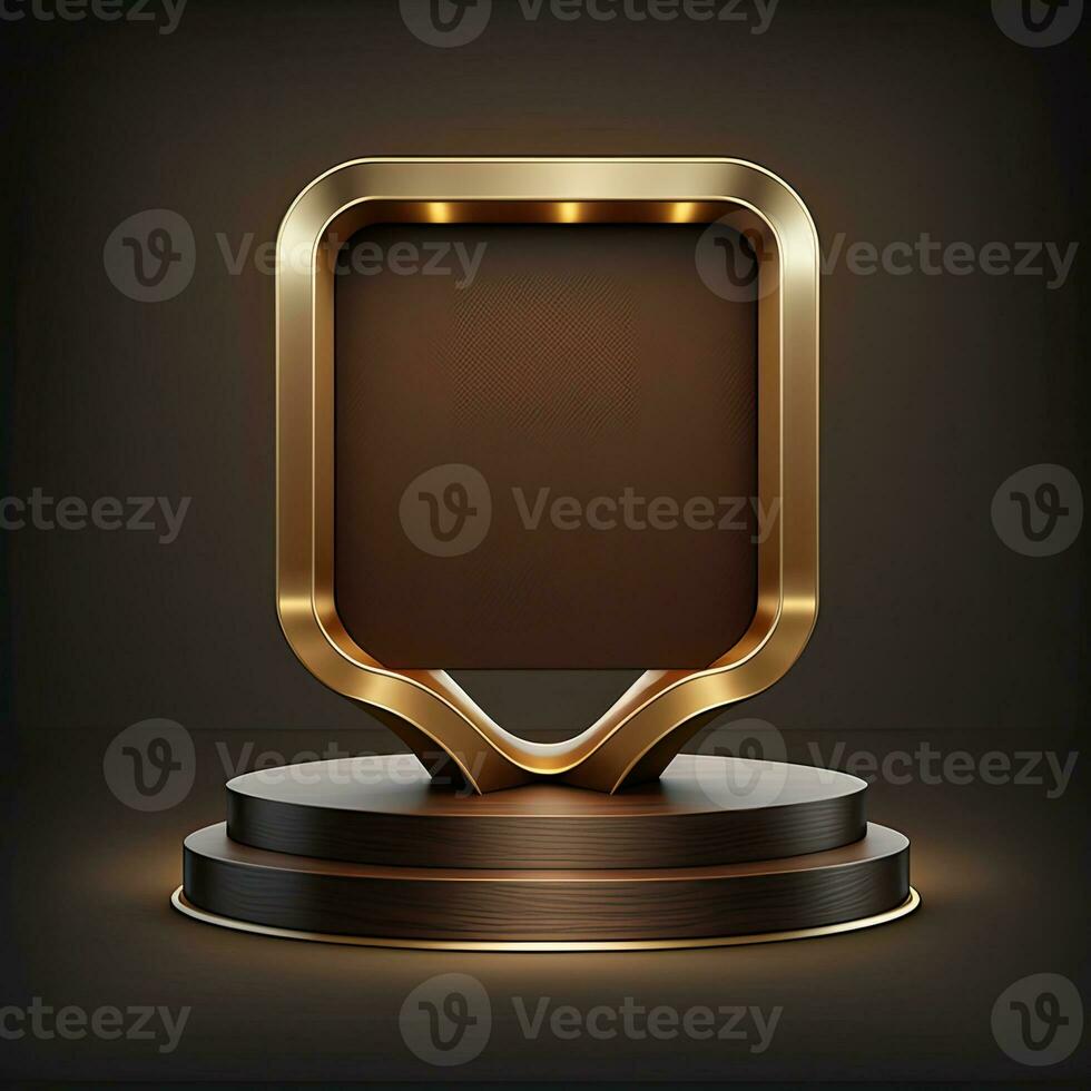 3D Rendering Abstract Wooden Platform Podium, Product Presentation Backdrop. AI-Generative, Digital Illustration. photo