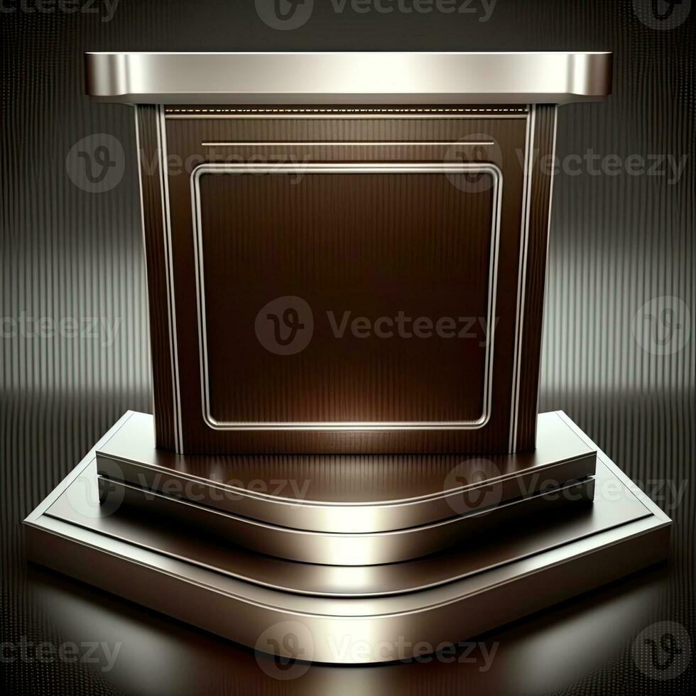 3D Rendering Abstract Wooden Platform Podium, Product Presentation Backdrop. AI-Generative, Digital Illustration. photo