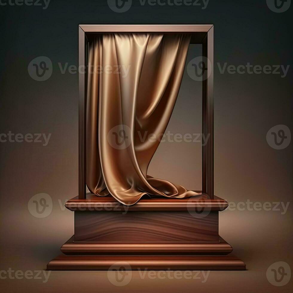 Abstract Stilllife Elegance, Podium Platform Product Showcase, with Curtain 3d Rendering. photo