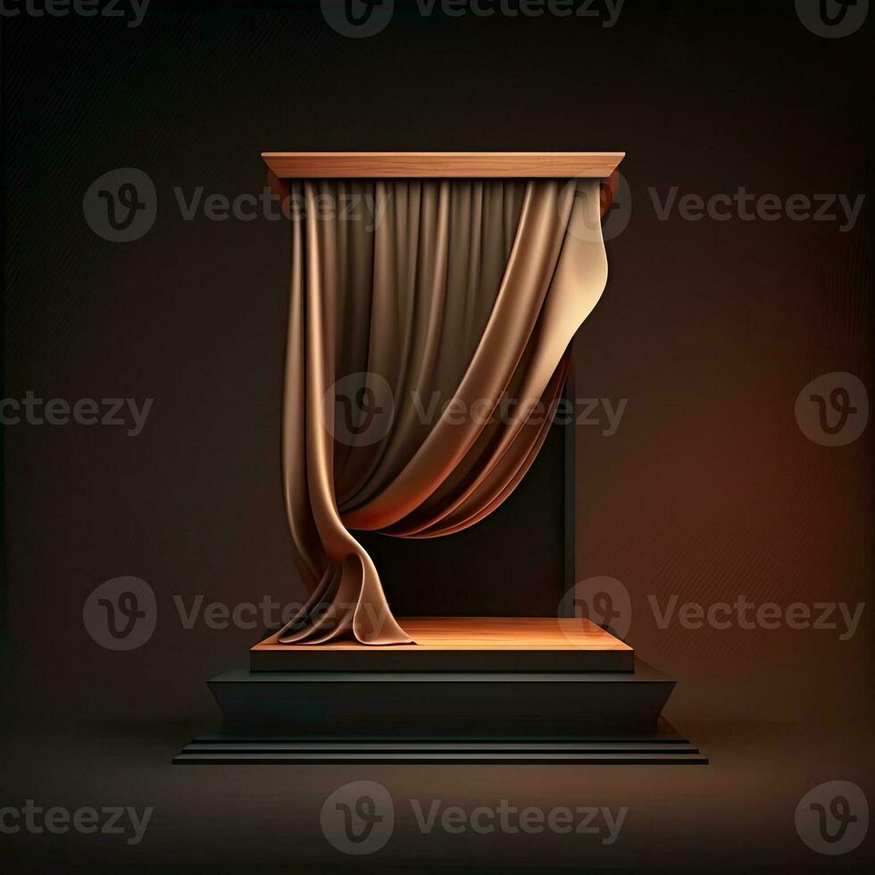 Abstract Stilllife Elegance, Podium Platform Product Showcase, with Curtain 3d Rendering. photo