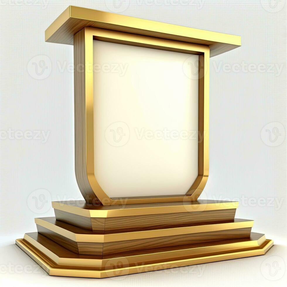 3D Rendering Abstract Wooden Platform Podium, Product Presentation Backdrop. AI-Generative, Digital Illustration. photo