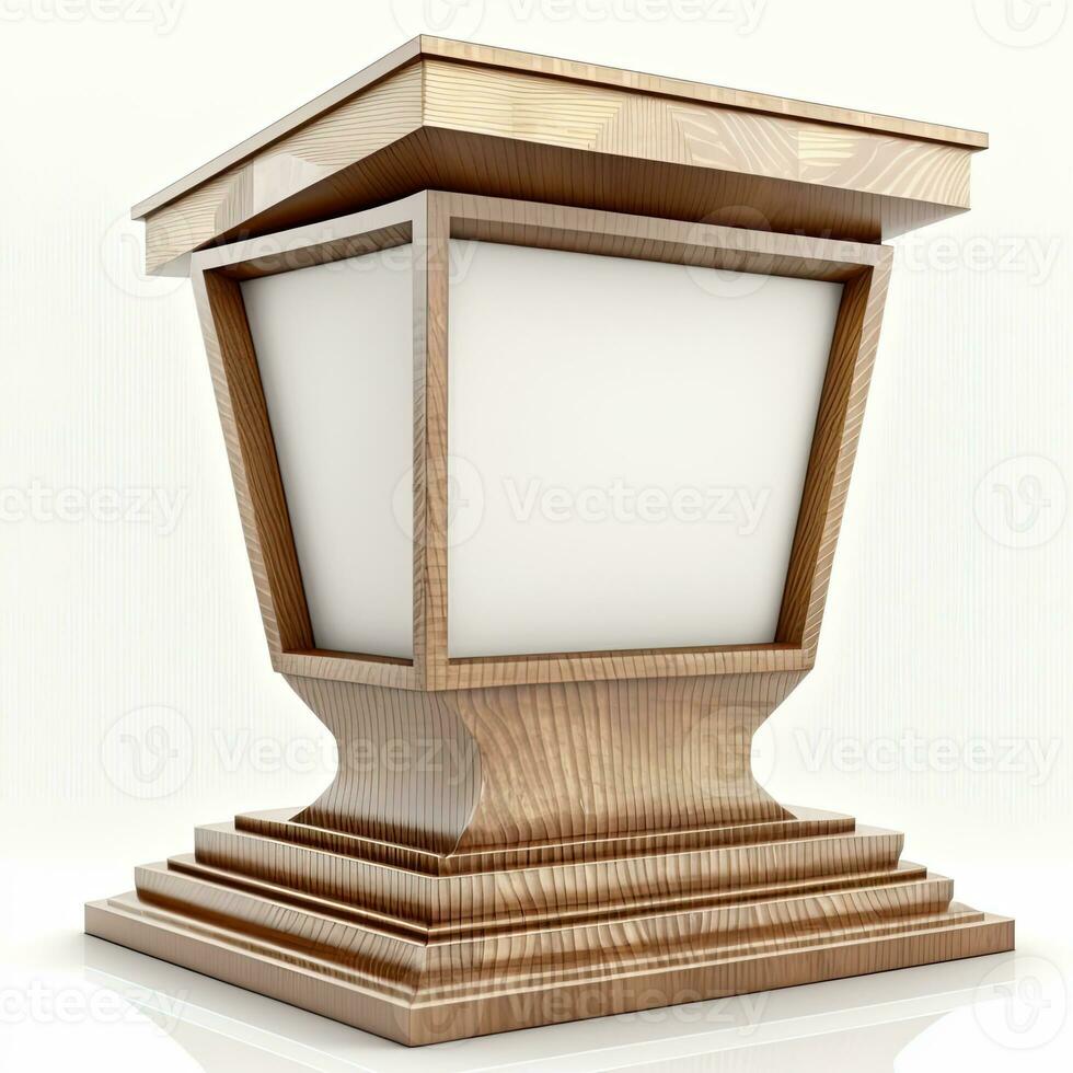 3D Rendering Abstract Wooden Platform Podium, Product Presentation Backdrop. AI-Generative, Digital Illustration. photo