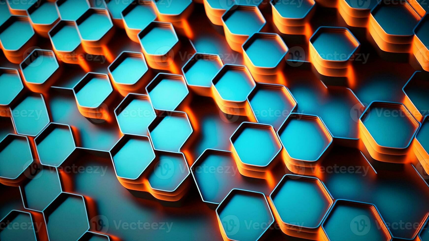 Abstract Lighting Hexagon Pattern Background. 3D Render. photo