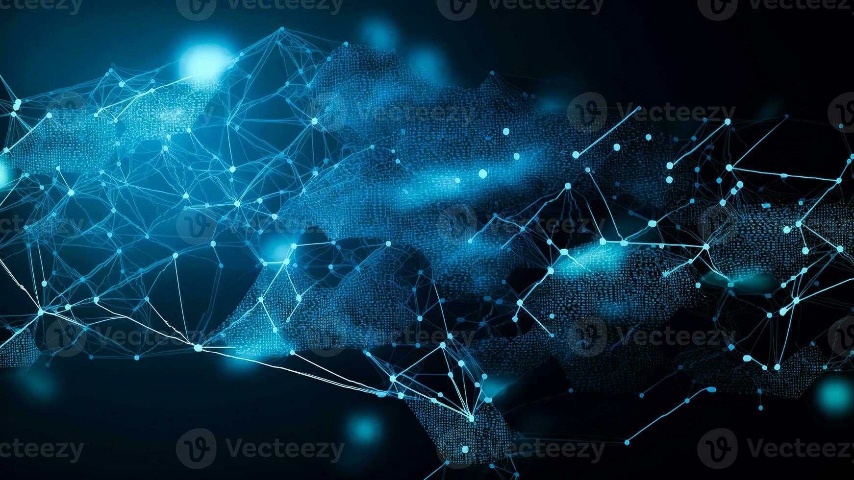 Abstract Futuristic Technology Blue Background With Polygonal Shapes. photo