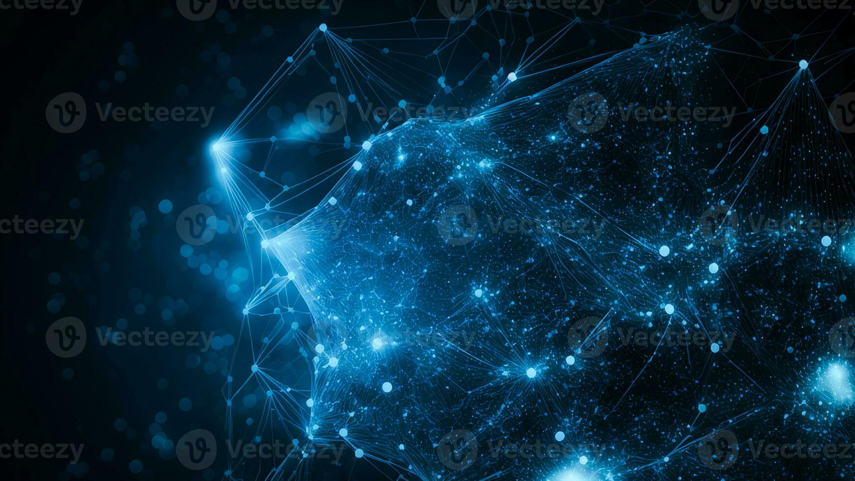 Abstract Futuristic Technology Blue Background With Polygonal Shapes. photo
