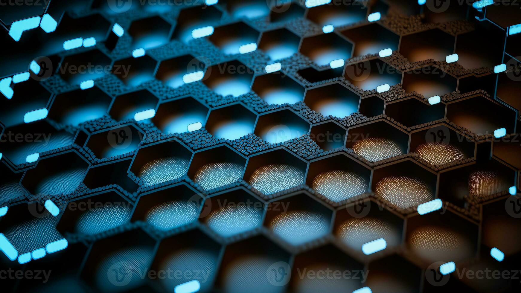 Shiny Abstract Hexagon Background With Dotted Pattern, 3D Render. photo