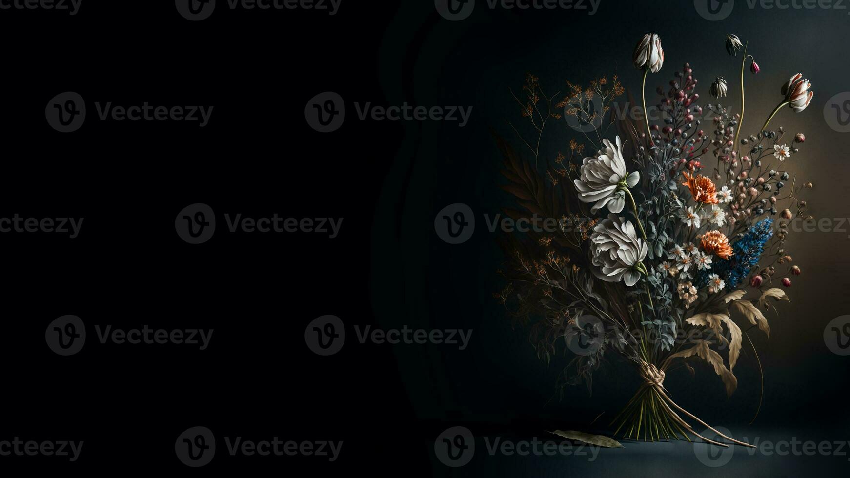 3D Render of Spring Colourful Flowers Bunch. AI-Generative Digital Illustration. photo