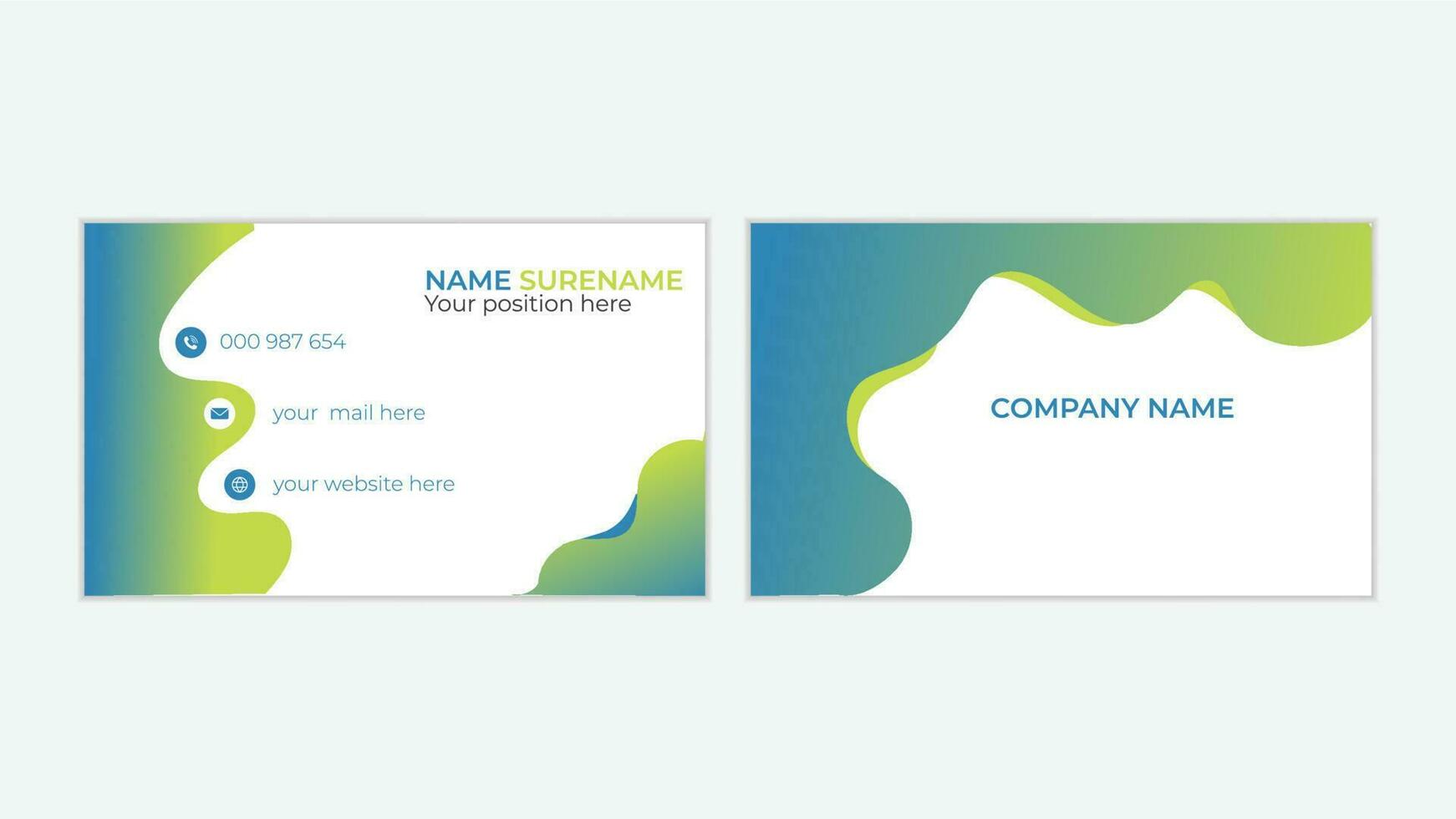 Modern and creative business card design vector template for print, double sided, abstract shape, clean.