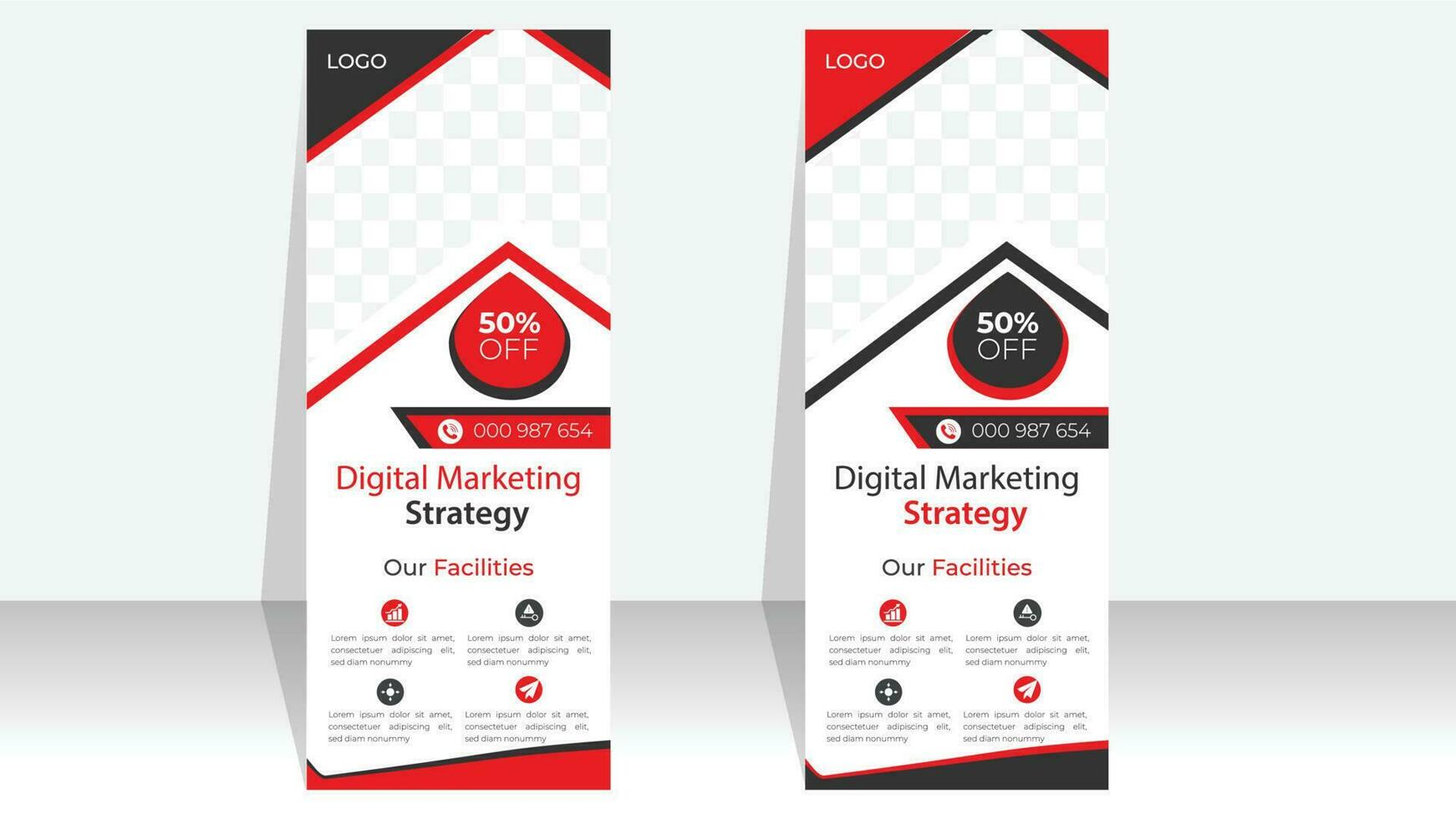 Professional corporate roll up banner template for digital agency, vector illustration, made with geometric shape, vertical banner, Presentation, Cover Publication
