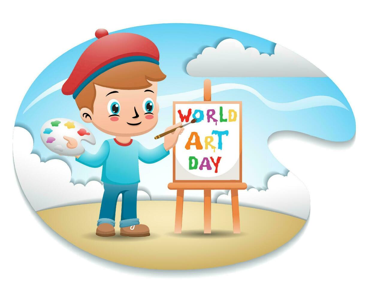 Kids painter cartoon on blue sky background vector