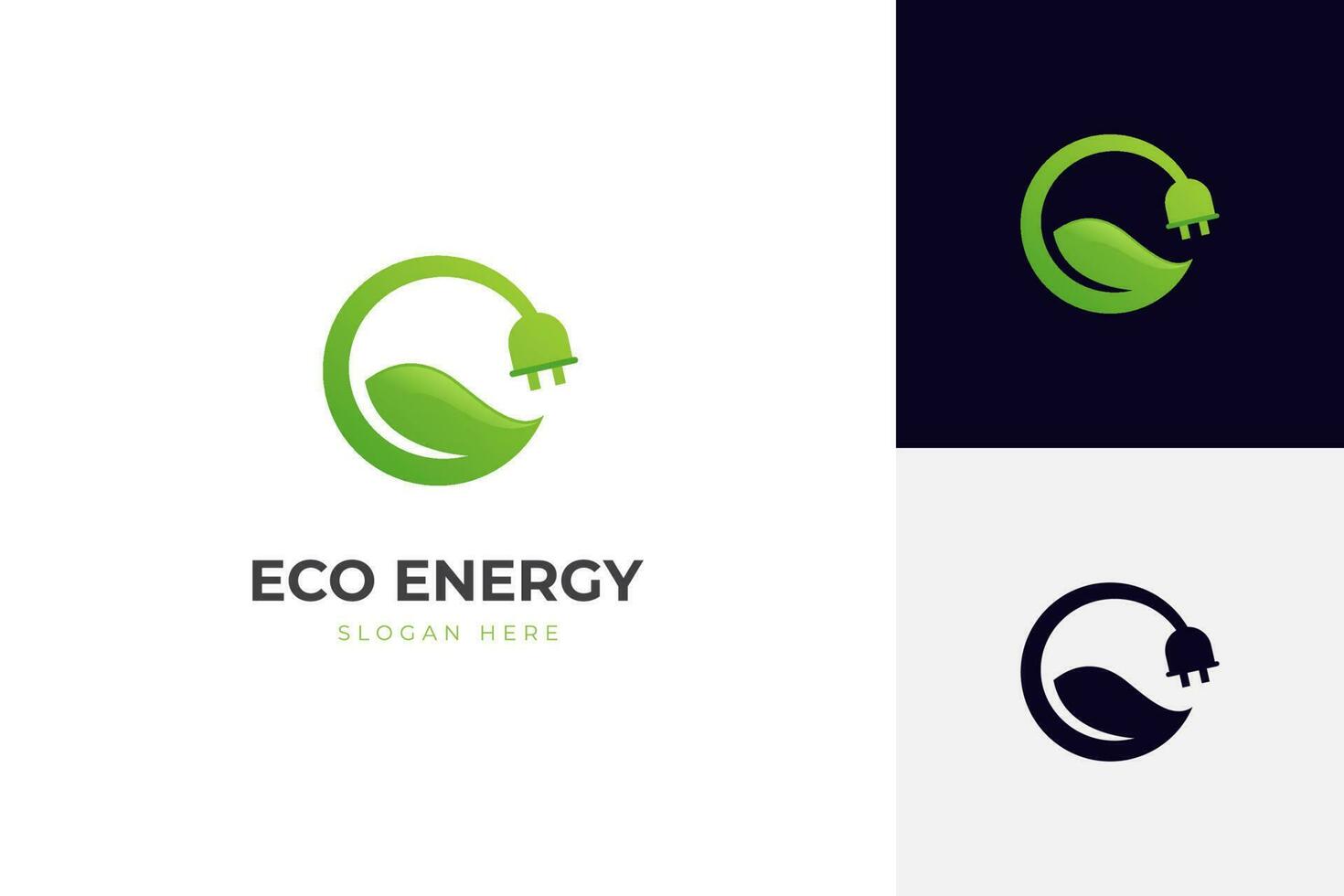 Renewable logo with green energy saving icon design. Electrical charge leaf and power plug sign design concept. Sustainable logo design vector