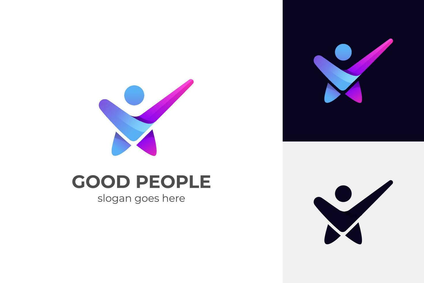 business success People Check Logo design, human good service icon symbol, analysis health check logo element. coach logo symbol vector