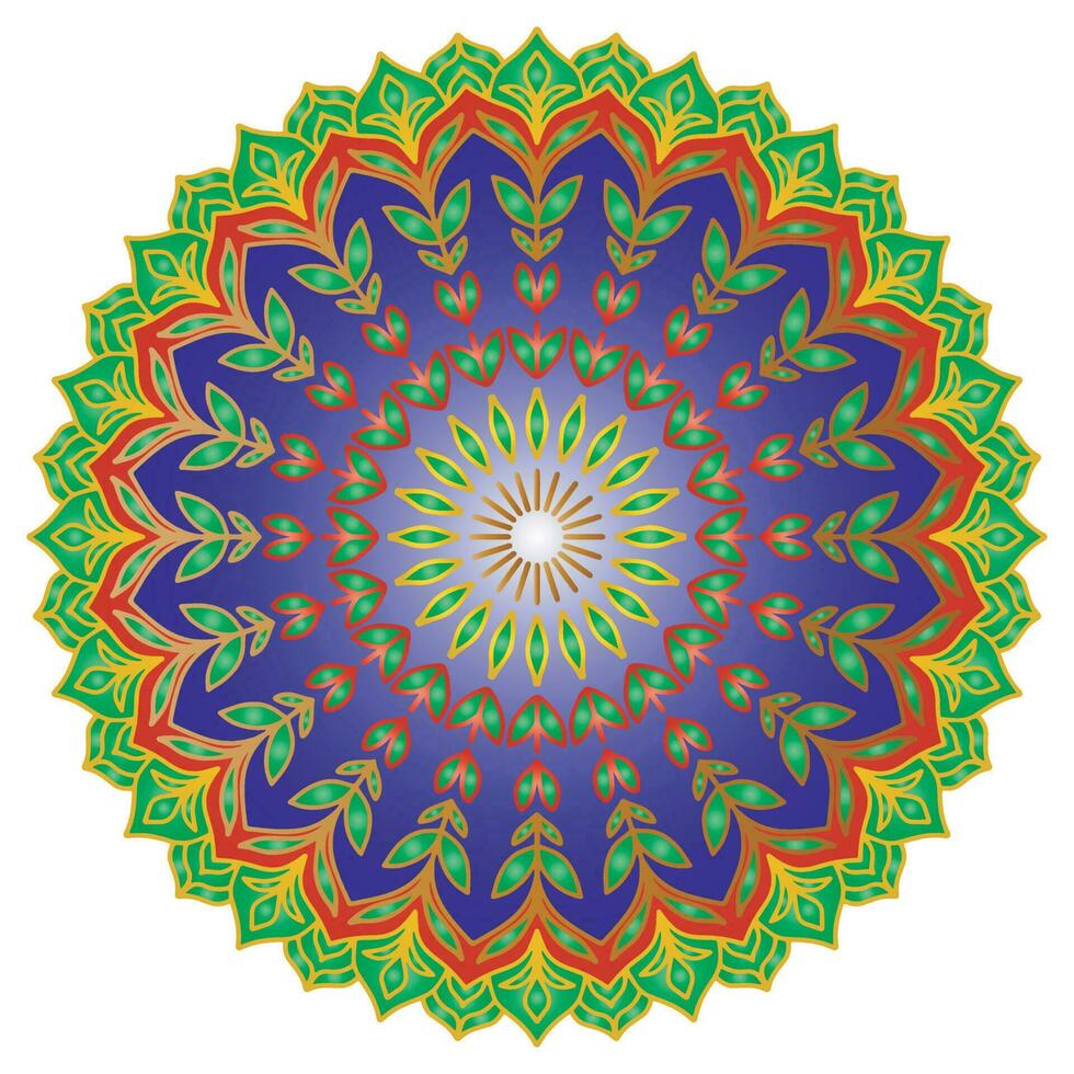 Colorful mandala pattern abstract floral ornament vector
