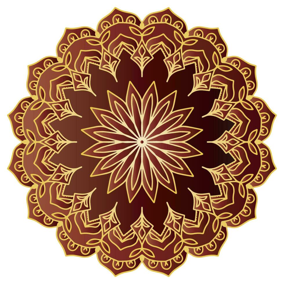 Gold mandala pattern abstract floral ornament vector