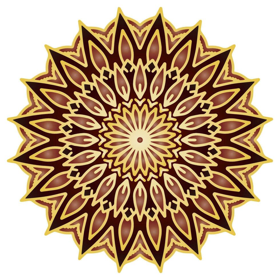 Gold mandala pattern abstract floral ornament vector