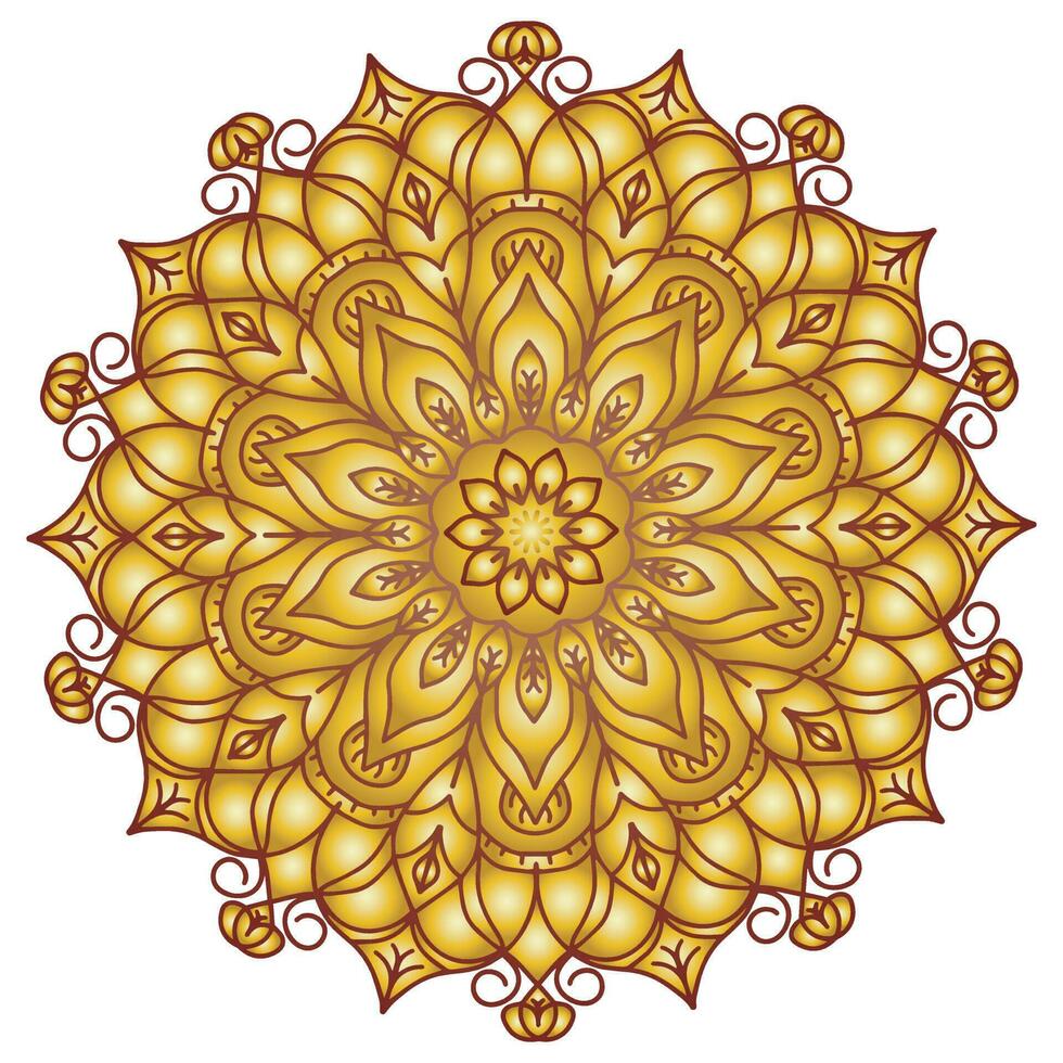 Gold mandala pattern abstract floral ornament vector