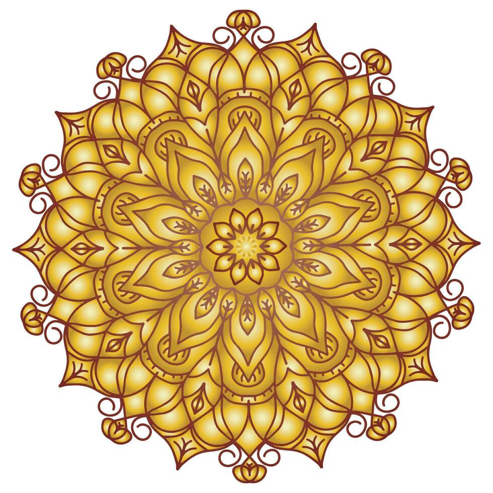 Gold mandala pattern abstract floral ornament vector