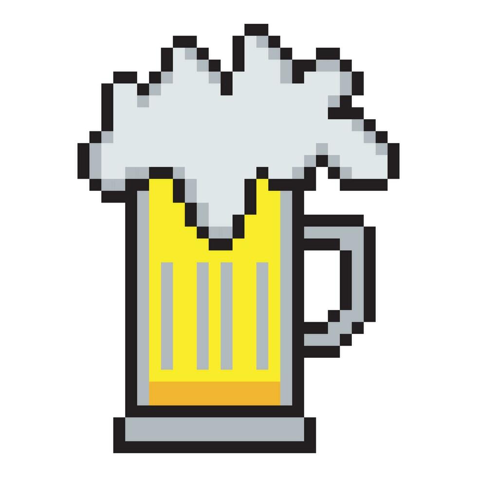 Beer mug pixel art design vector