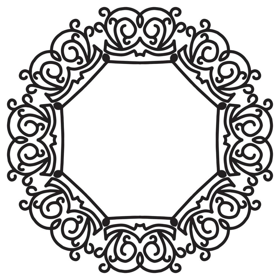 Round vintage frame with victorian style vector