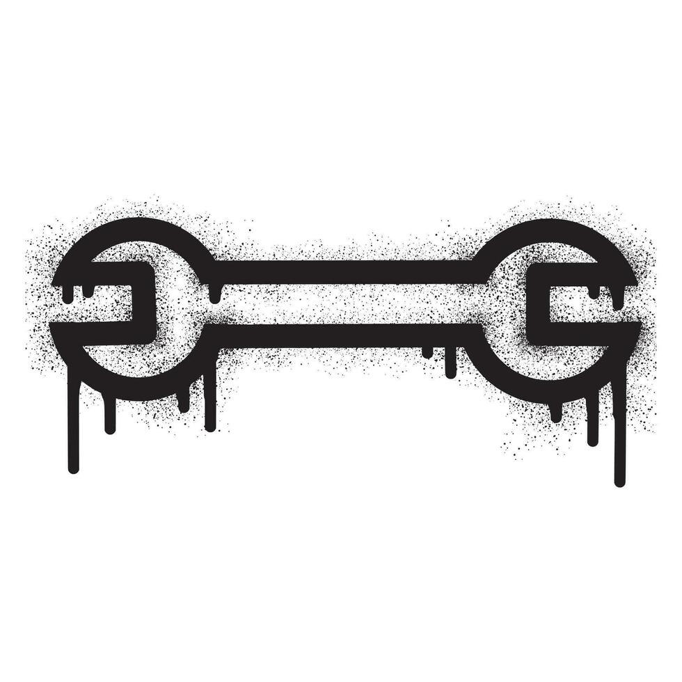 Wrench icon graffiti with black spray paint vector