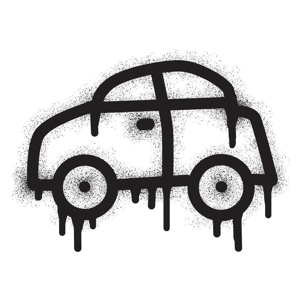 Car icon graffiti with black spray paint vector