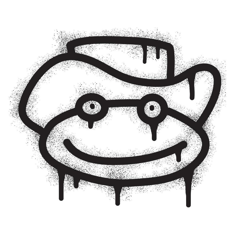 Frog wearing cowboy hat with black spray paint vector
