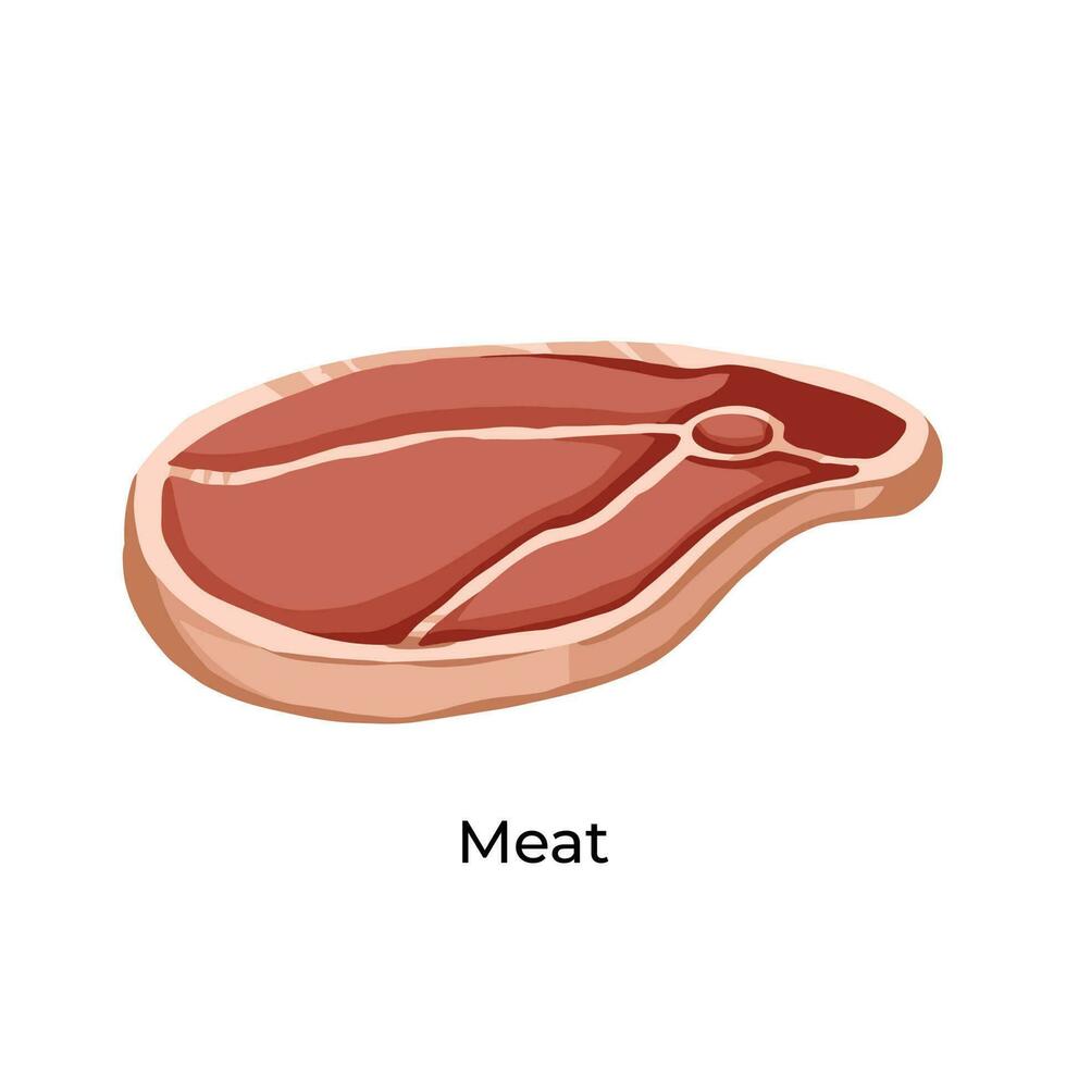 carne comida vector ilustración aislado en cuadrado blanco antecedentes modelo. sencillo plano sabroso y delicioso comida dibujo con dibujos animados Arte estilo.