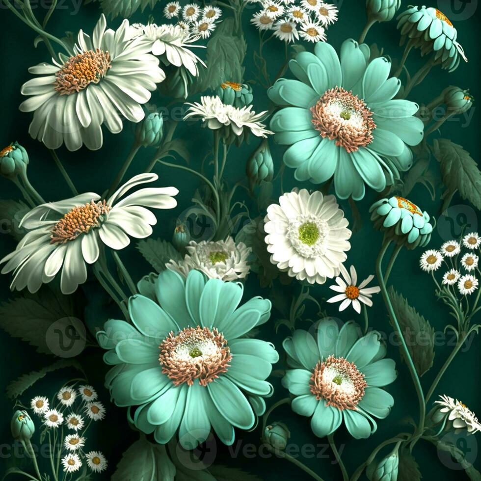 3D Render of Beautiful Flowers Background. AI-Generative Digital Illustration. photo
