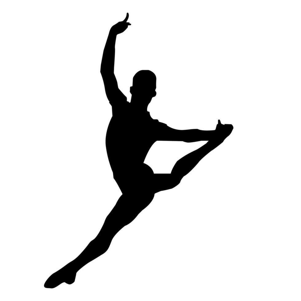 contour of a male dancer in a big ballet jump vector