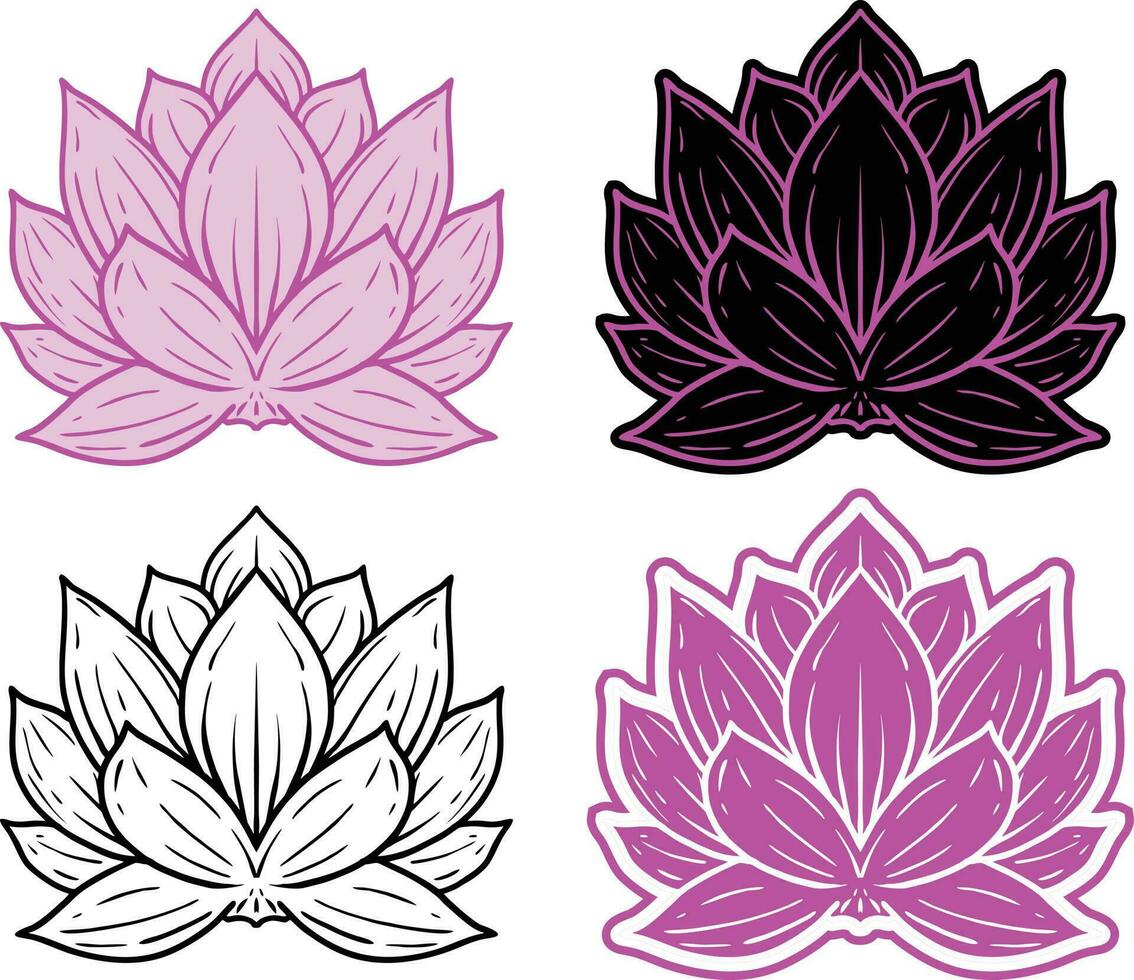 set of lotus flowers vector illustrations
